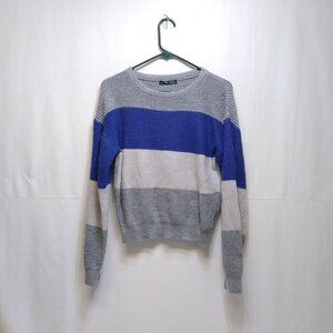 Shein Pullover Sweater Color Block Ribbed Knit Sweater Women's Small 4 EUC